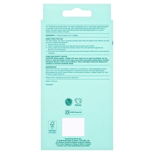 Superdrug Premium 5 Blade Razor Silver Handle Lilac