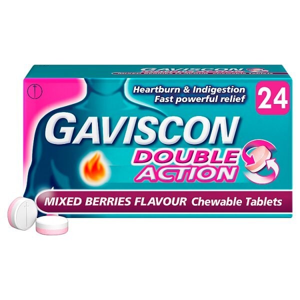Gaviscon Heartburn Double Action Mixed Berry Tablets x24