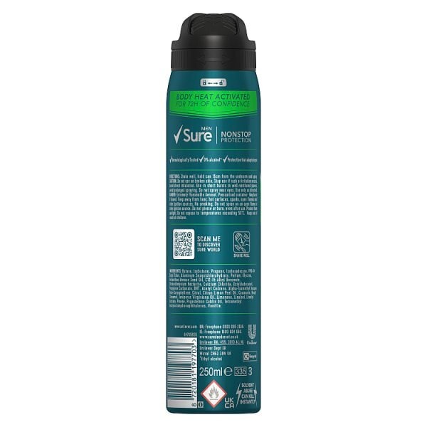 Sure Men Antiperspirant Deo Aerosol Nonstop Quantum 250ml