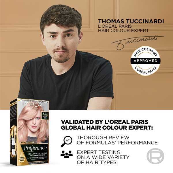 Preference 8.23 Rose Gold Light Blonde Permanent Hair Dye