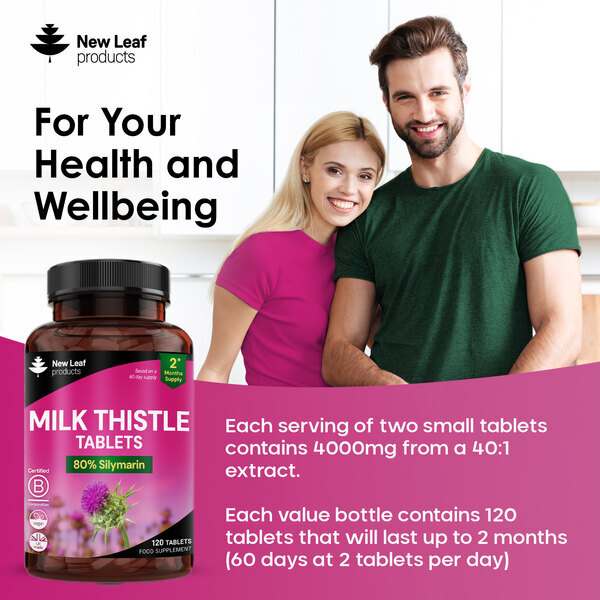 New Leaf Milk Thistle Tablets - 4000Mg P/S 120 Vegan Tablets