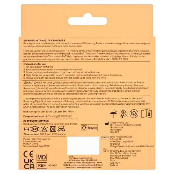 Superdrug DVT Travel Socks M/L