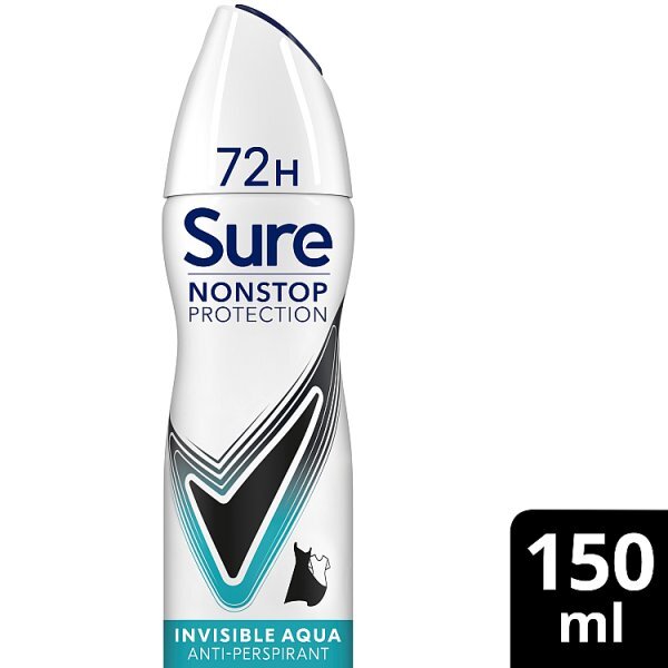 Sure Antiperspirant Deo Aerosol Nonstop Invis Aqua 150ml