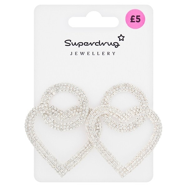 Superdrug Diamante Heart Statement Earrings