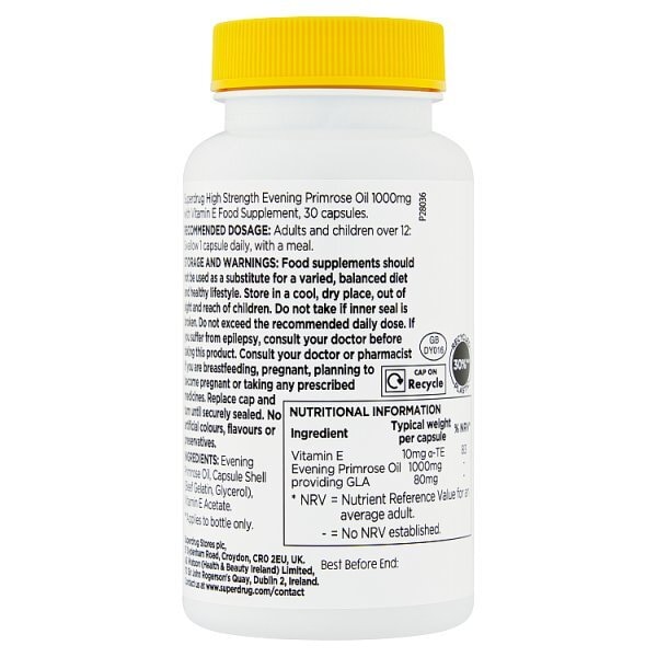 Superdrug High Strength Evening Primrose Oil 1000mg 30s