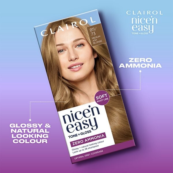 Clairol Nice'n Easy Tone+Gloss Semi-Permanent Hair Dye Med Ash Blonde