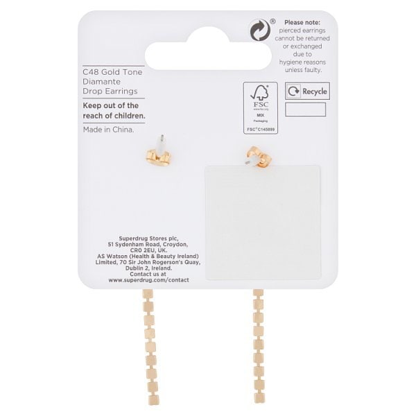 Superdrug Diamante Minimal Drop Earrings