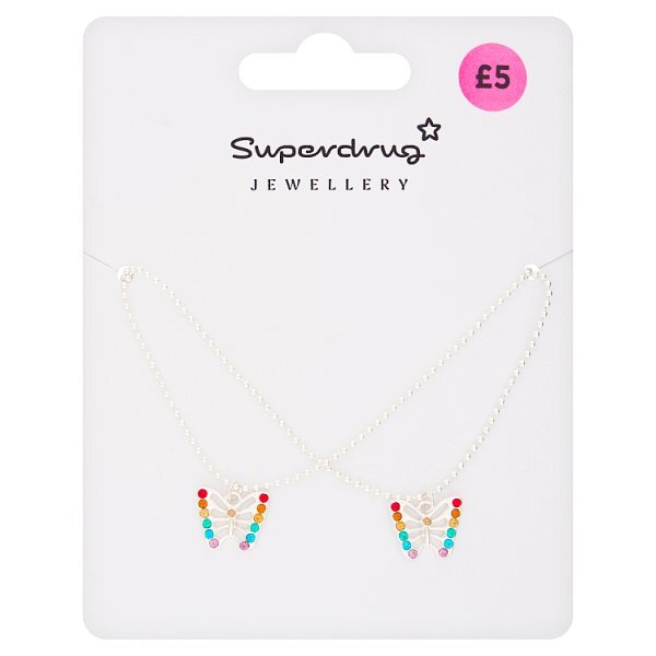 Superdrug Multi Colour Gem Butterfly Friends Necklace 2pk