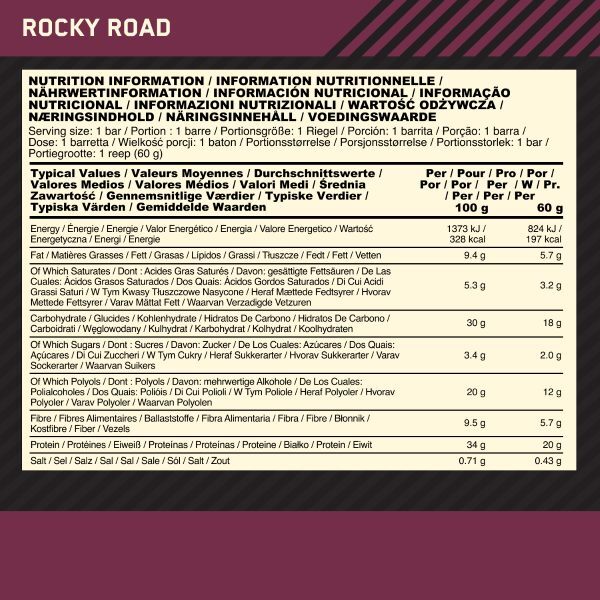 Optimum Nutrition Rocky Road Whipped Protein Bar 20g