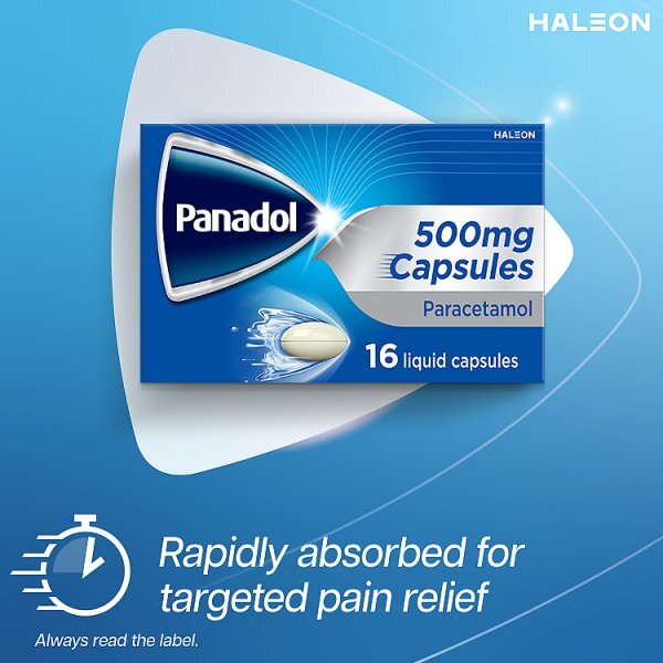 Panadol Liquid Capsules 500Mg Paracetamol 16 Capsules