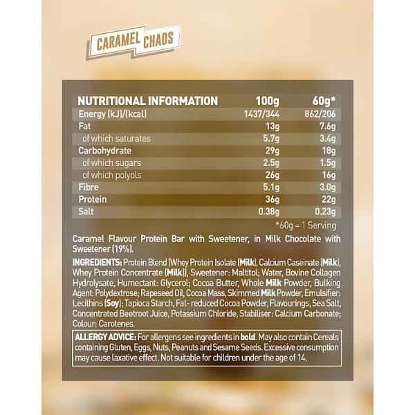 DNR Grenade Carb Killa Caramel Chaos Protein Bar 60g