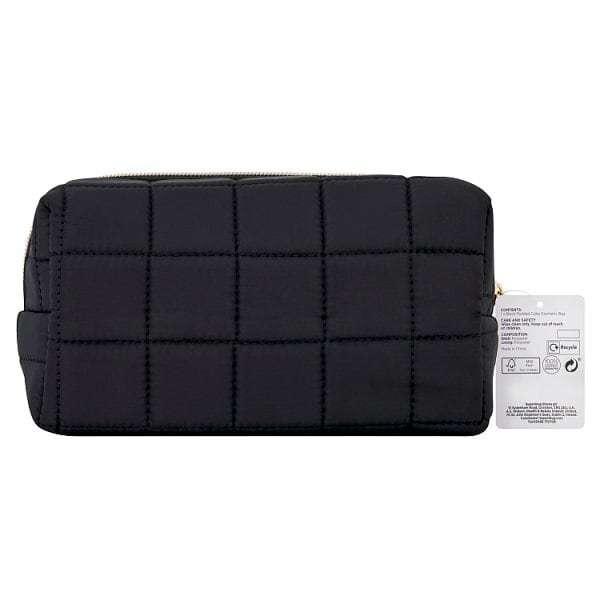 Superdrug Black Padded Cube Cosmetic Bag