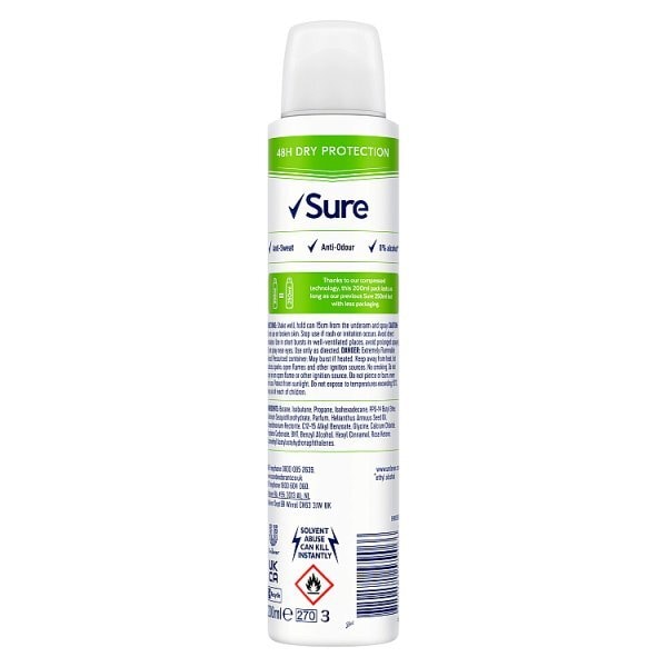 Sure Pear & Jasmine Anti-Perspirant Aerosol Womens Deodorant 200 ml