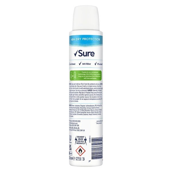 DNR Sure Antiperspirant Deo Aerosol Essential Cotton Dry 200ml
