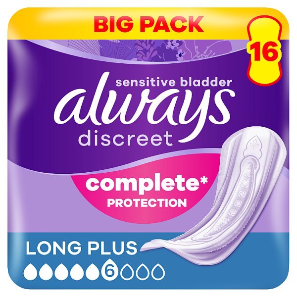 Always Discreet Incontinence Pads+ Long Plus 16