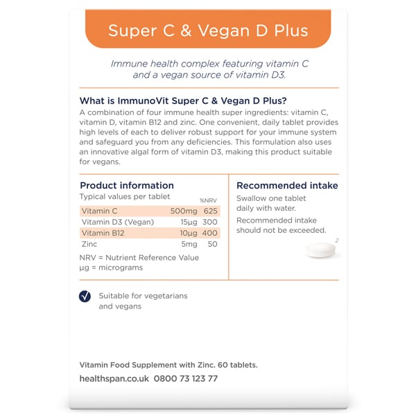 DNR Healthspan Immunovit Super C & Vegan D