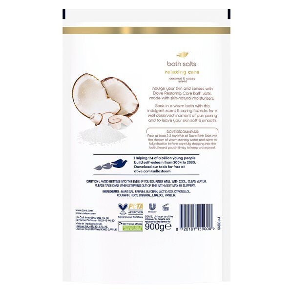 DNR Dove Bath Salts Pouch Coconut And Cacao Restoring Care 900G