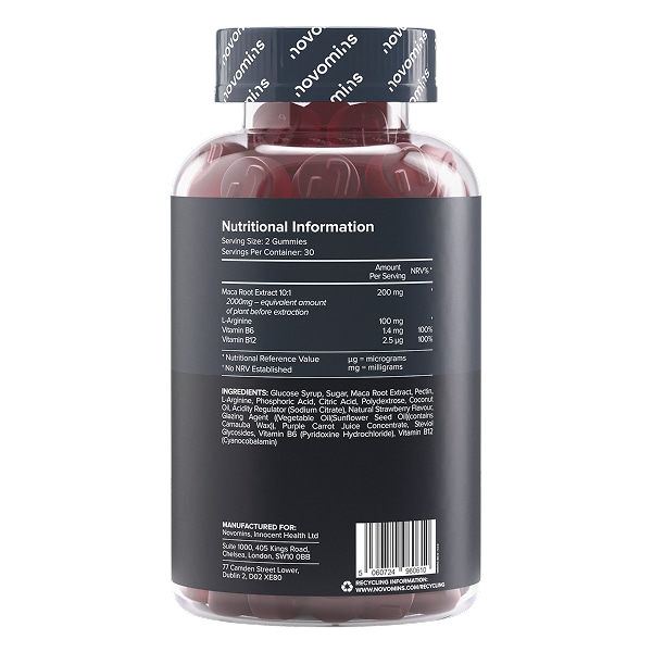 Novomins Strawberry-Flavoured Maca Gummies One Month Supply