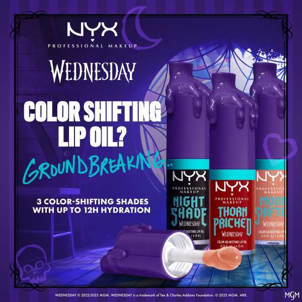 NYX Professional Makeup X Wednesday Mystery Lip Oil Moon Shifted