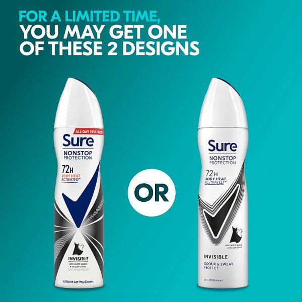 Sure Antiperspirant Deo Aerosol Nonstop Inv B&W 150ml