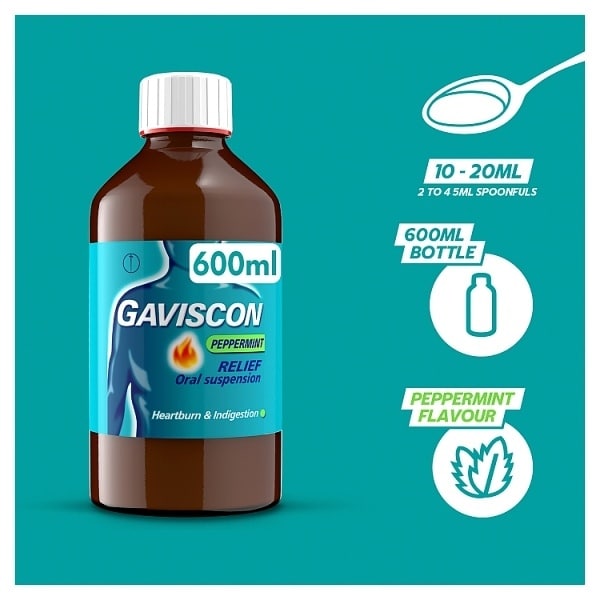 Gaviscon Liquid Heartburn & Indigestion Peppermint 600ml