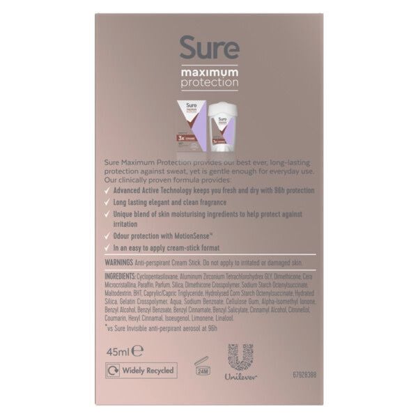 Sure Maximum Protection Cream Stick Sensitive 45ml