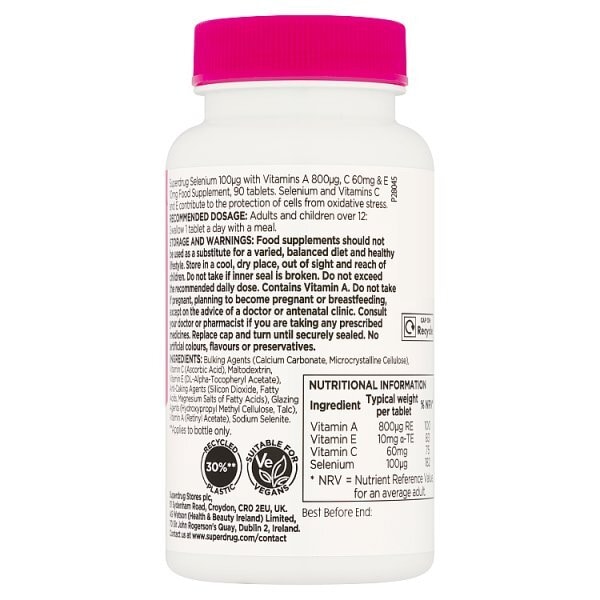 Superdrug Selenium with Vitamins A, C & E Tablets 90