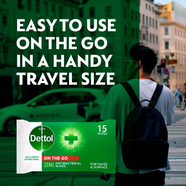 Dettol On the Go Hands and Surface Antibacterial Wipes 15s