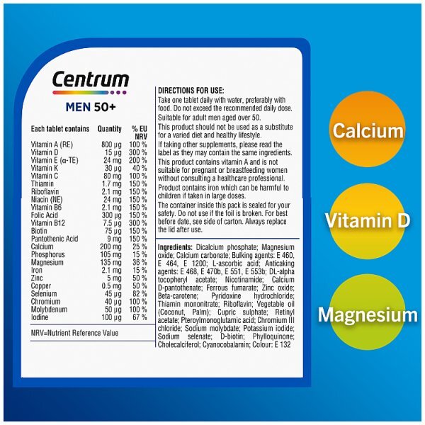 Centrum Men 50+ Multivitamins & Minerals, 30 Tablets