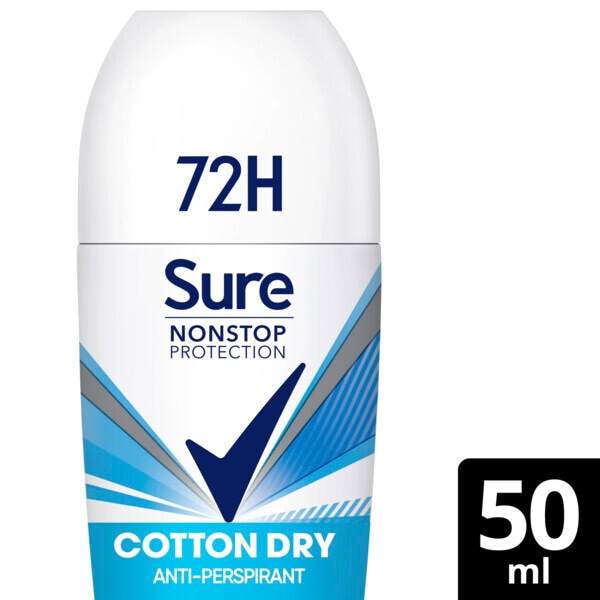 Sure Antiperspirant Deo Roll On Nonstop Cotton Dry 50ml