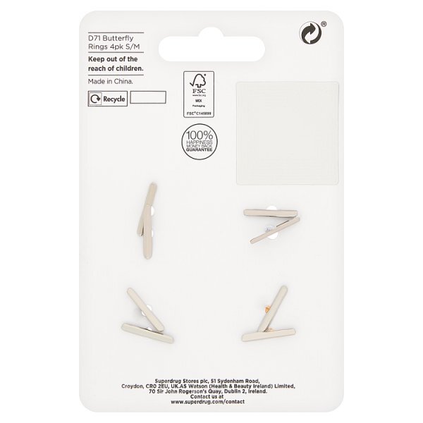 Superdrug Butterfly Rings 5pk S/M