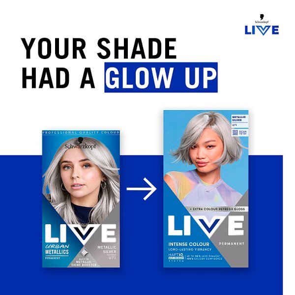 Schwarzkopf LIVE U71 Metallic Silver Permanent Hair Dye