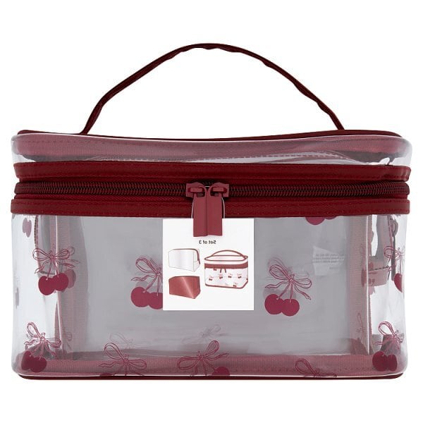 Superdrug Cherry Burgundy Large PVC Cosmetic Bag 3 Pack