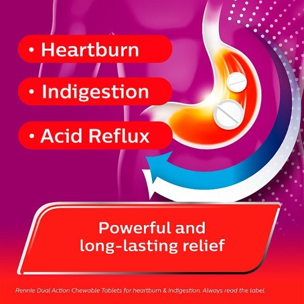 Rennie Dual Action Heartburn Chewable 24 Tablets