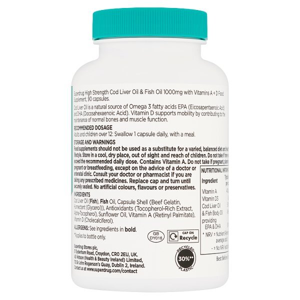Superdrug Hs Cod Liver Oil 1000mg 90s