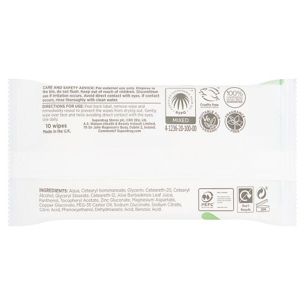 Superdrug Cosmetic Travel Wipes 10