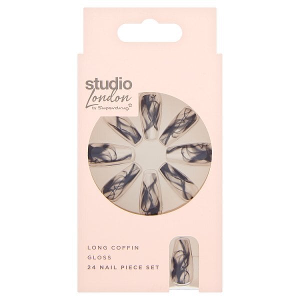 Superdrug Studio Texture Clear False Nails Black