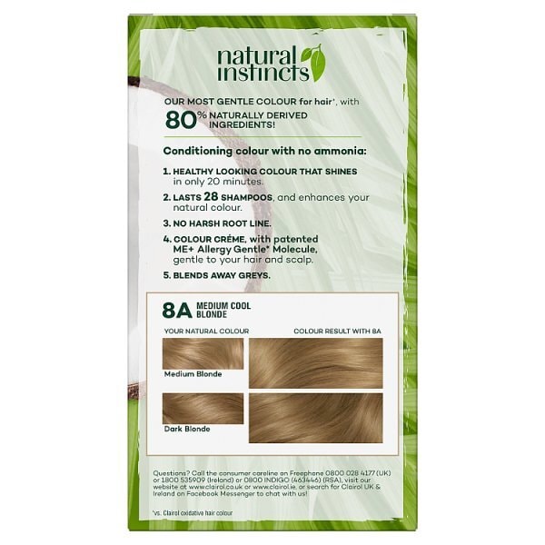 Clairol Natural Instincts Hair Dye 8A Medium Ash Blonde