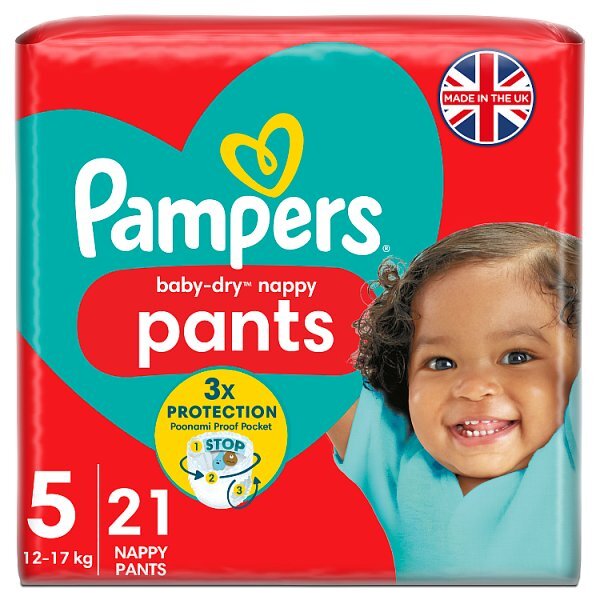 Pampers Baby-Dry Nappy Pants Size 5 Nappies Carry Pack x21