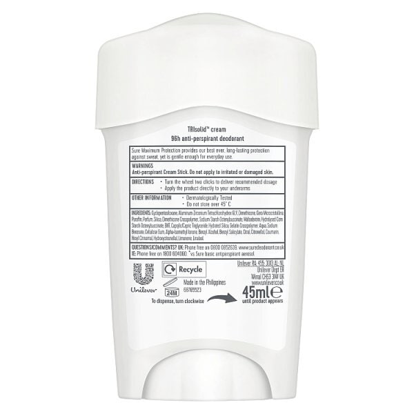 Sure Maximum Protection Sport Strength Anti-Perspirant Cream 45 ml