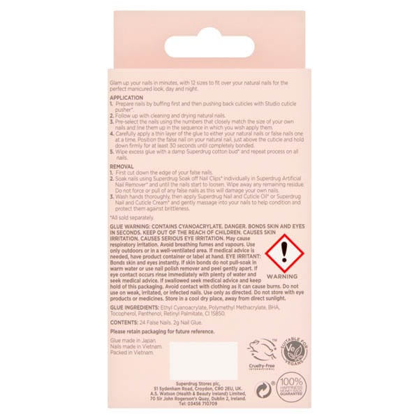 Superdrug Studio Texture Clear False Nails Brown