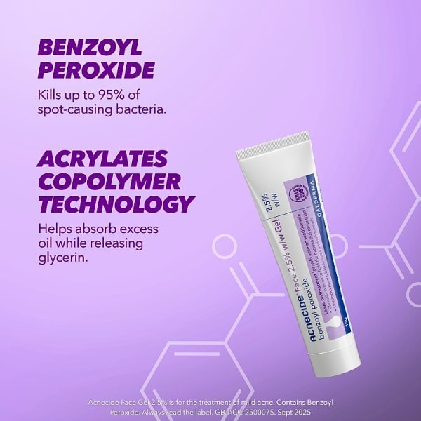 Acnecide Face Gel 2.5% Benzoyl Peroxide Spot Treatment 15G