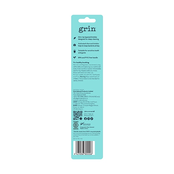 Grin 100% Recycled Toothbrush 1Pk Soft Fuschia