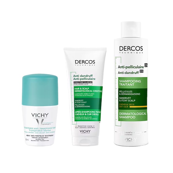 Vichy Dercos Anti-Dandruff Hair Duo with 48HR 50ml Roll-On Deodorant