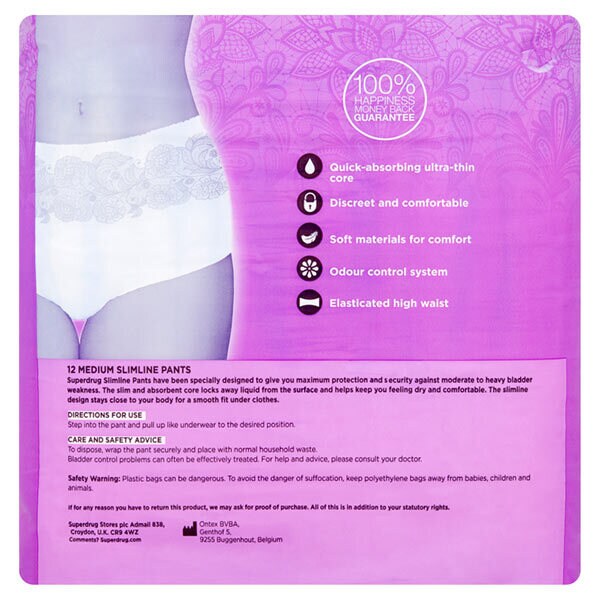 Superdrug Adult Incontinence Slimline Pants Medium x 12