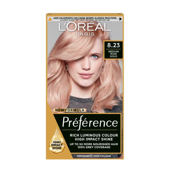 Preference 8.23 Rose Gold Light Blonde Permanent Hair Dye