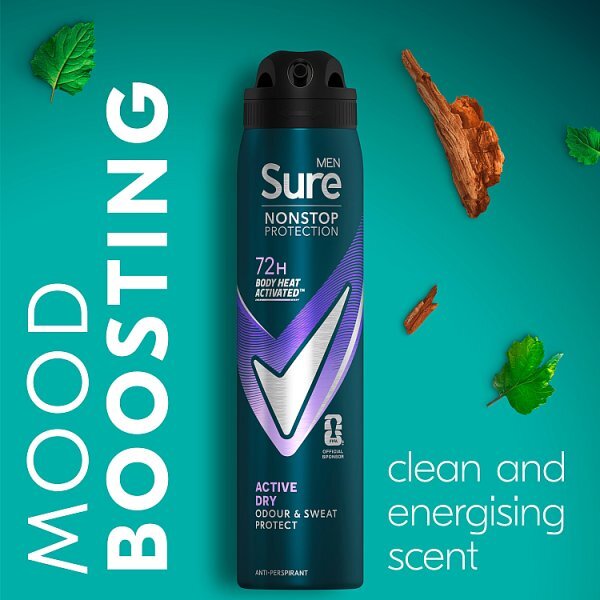 Sure Men Nonstop Protection Active Dry Anti-Perspirant Aerosol 250 ml