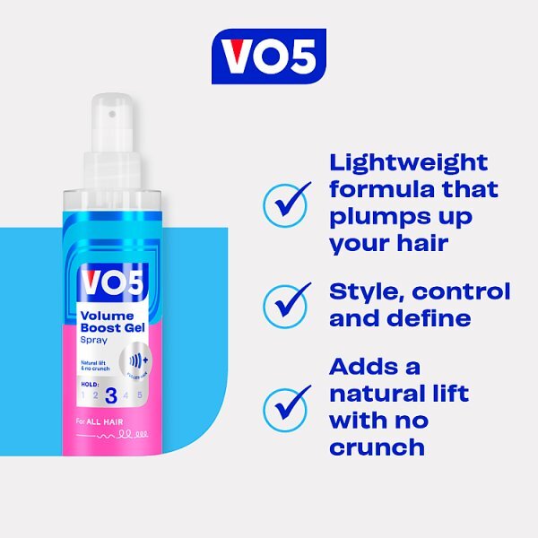 Vo5 Volume Boost Gel Spray for all-day hold 200ml