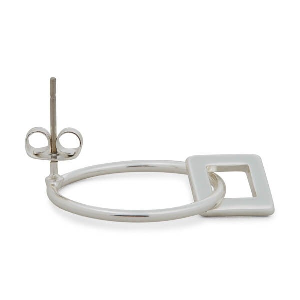 Superdrug Silver Tone Hoop Stud With Square Dropper