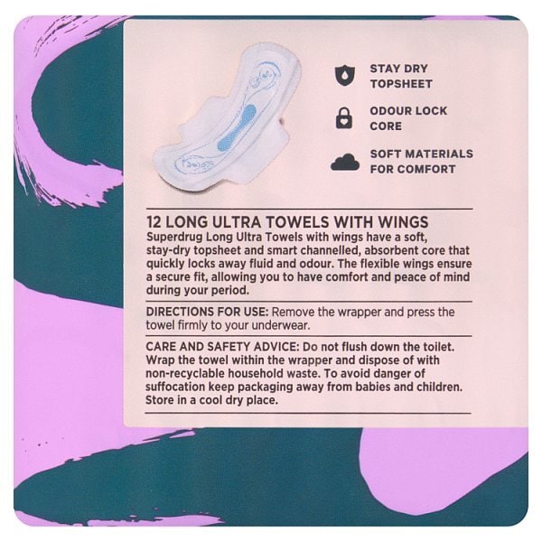 Superdrug Long Ultra Towel Wings x12